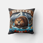 カナダビーバー、雪をかぶった山 クッション (裏面)