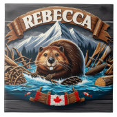 カナダビーバー、雪をかぶった山 タイル (正面)