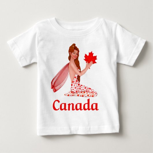 カナダピクシーとメープルリーフ ベビーTシャツ (正面)