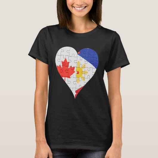 カナダフィリピン国旗のハート Tシャツ (正面)