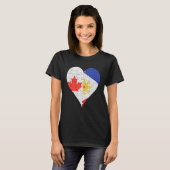 カナダフィリピン国旗のハート Tシャツ (正面フル)