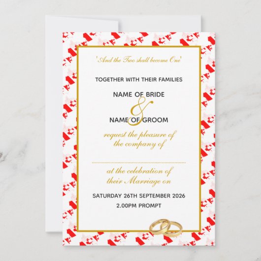 カナダフェイク金ゴールドパーソナライズされたトリム 招待状 (正面)