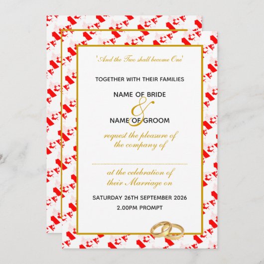 カナダフェイク金ゴールドパーソナライズされたトリム 招待状 (正面/裏面)