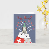 カナダフォークアートポーラベアカナディアンクリスマス カード (黄色い花)