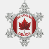 カナダフラグオーナメントカナダクリスマス装飾品 スノーフレークピューターオーナメント (正面)