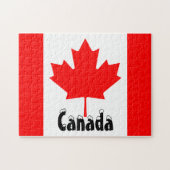 カナダフラグカナダ色赤白カエデリーフ ジグソーパズル (横)