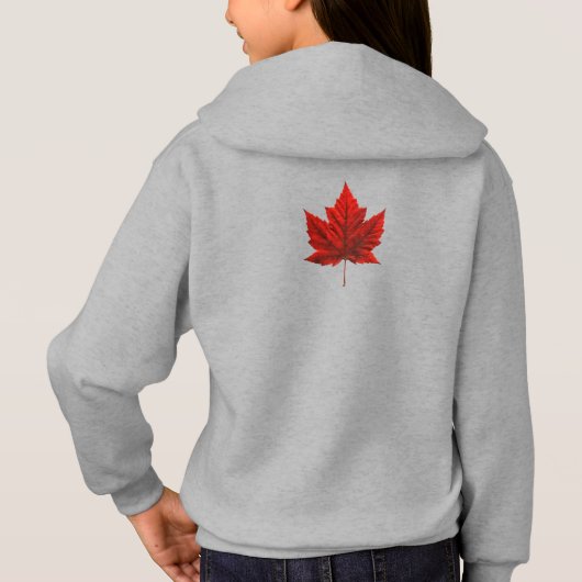 カナダフード付きスウェットシャツカナダガールズメープルリーフシャツフード付きスウェットシャツ (裏面)