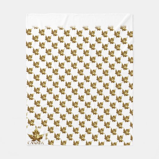 カナダブランケット金ゴールドカナダメープルリーフブランケット フリースブランケット (正面)