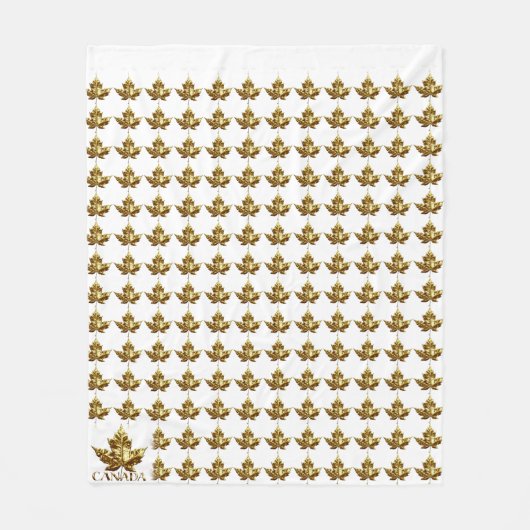 カナダブランケット金ゴールドカナダメープルリーフブランケット フリースブランケット (正面)