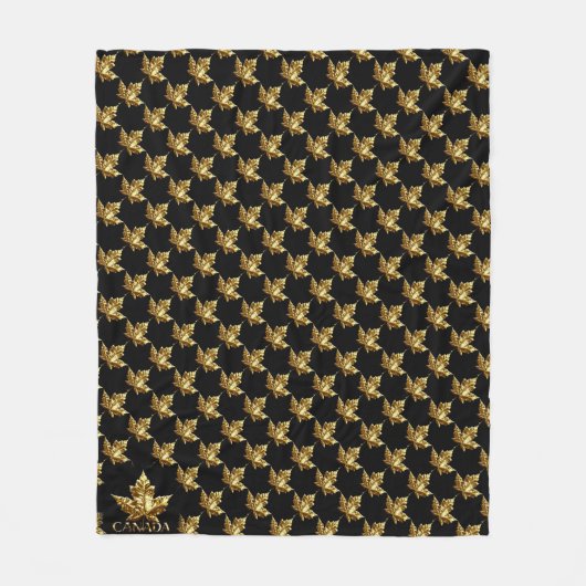 カナダブランケット金ゴールドカナダメープルリーフブランケット フリースブランケット (正面)