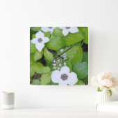 カナダブリティッシュコロンビア州ドワーフドッグウッド スクエア壁時計 (ホーム)