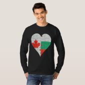 カナダブルガリア国旗のハート Tシャツ (正面フル)