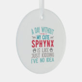 カナダヘアレススフィンクス猫オーナーおもしろいことわざ ガラスオーナメント (正面右)