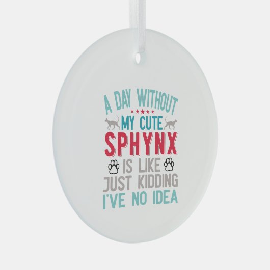 カナダヘアレススフィンクス猫オーナーおもしろいことわざ ガラスオーナメント (正面右)