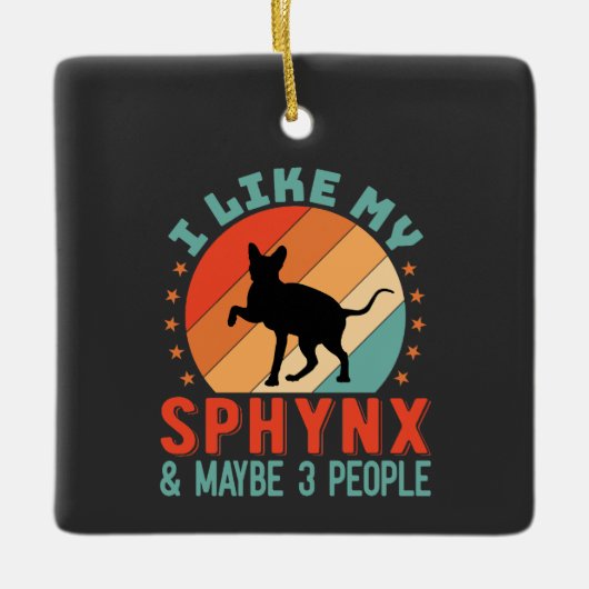 カナダヘアレススフィンクス猫オーナーユーモア セラミックオーナメント (正面)