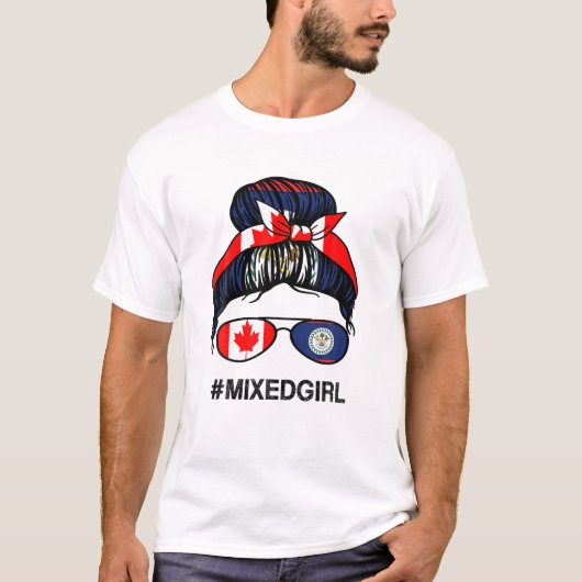 カナダベリーズ国旗カナダのベリーズ大使館 Tシャツ (正面)