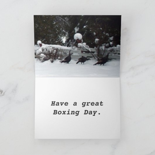 カナダボクシングデイグリーティングターキーカード カード (内部)