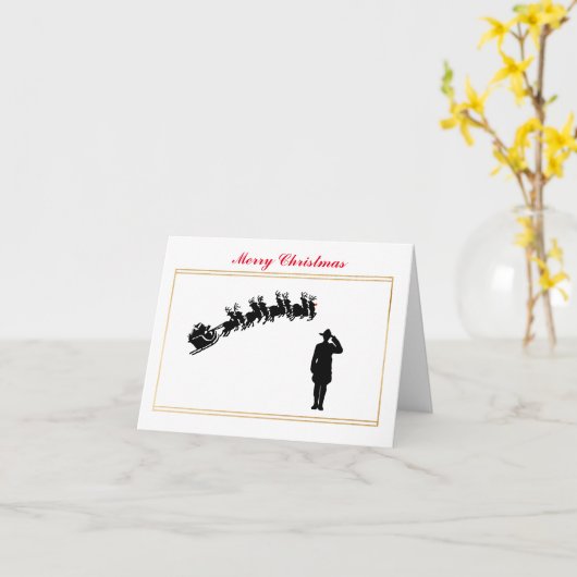 カナダマウンティ&サンタズスリーのクリスマスカード カード (黄色い花)