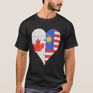 カナダマレーシア国旗のハート Tシャツ