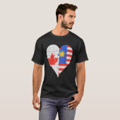 カナダマレーシア国旗のハート Tシャツ (正面フル)