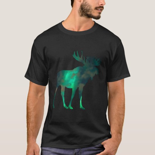 カナダムースと北ライトスカイ雲自然 Tシャツ (正面)