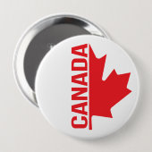 カナダメープルの葉の赤いホワイトピンボタン 缶バッジ (正面&裏面)