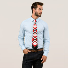 カナダメープルオンレッド白黒 ネクタイ