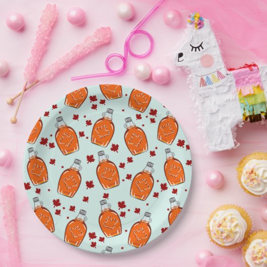 カナダメープルシロップ模様 ペーパープレート (パーティー)