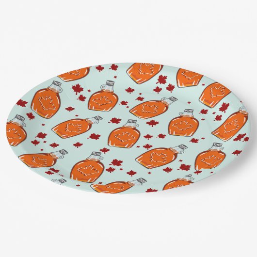 カナダメープルシロップ模様 ペーパープレート (アングル)