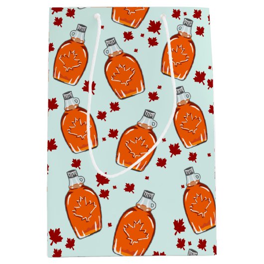 カナダメープルシロップ模様 ミディアムペーパーバッグ (正面)