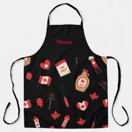 カナダメープルシロップBBQ、編集可能な名前 エプロン