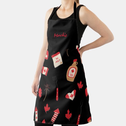 カナダメープルシロップBBQ、編集可能な名前 エプロン (インサイチュ)