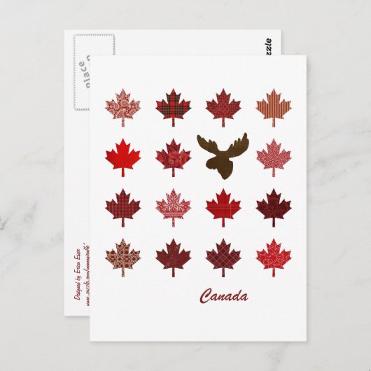 カナダメープルリーフとムース葉書 ポストカード (正面/裏面)