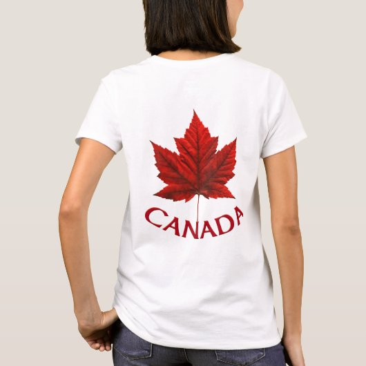 カナダメープルリーフフード付きスウェットシャツウィメンズカナダフード付きスウェットシャツ Tシャツ (裏面)