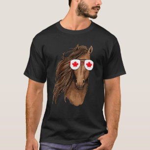 カナダメープルリーフホースおもしろいサングラスカナダ Tシャツ