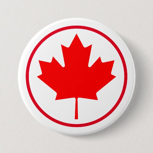 カナダメープルリーフレッドホワイトカナダ国旗の色 缶バッジ (正面)