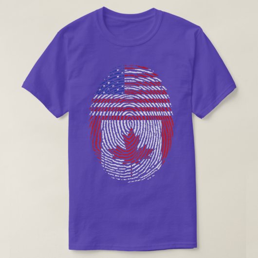 カナダメープルリーフ米国国旗のアメリカの指紋C Tシャツ (デザイン正面)
