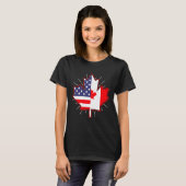 カナダメープルリーフ米国国旗のカナダの日男性へ Tシャツ (正面フル)