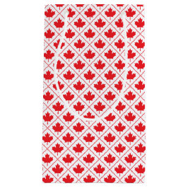 カナダメープルリーフ赤と白ダイヤモンドデザイン スモールペーパーバッグ