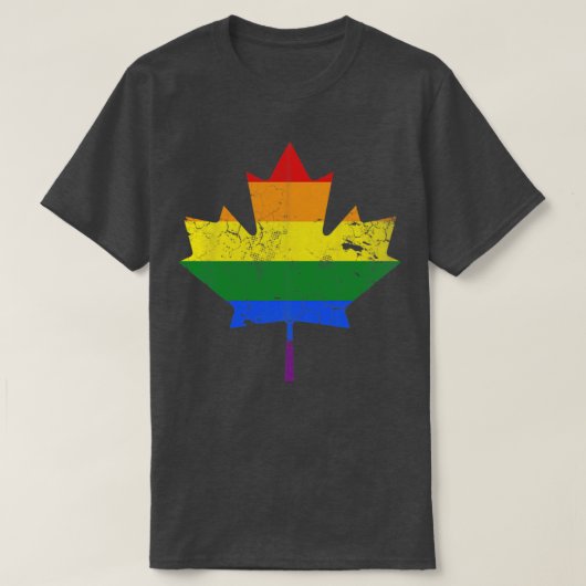 カナダメープルリーフLGBTQゲイプライド平等 Tシャツ (デザイン正面)