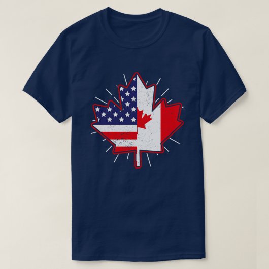 カナダメープルリーフUSA国旗American Friendship C Tシャツ (デザイン正面)