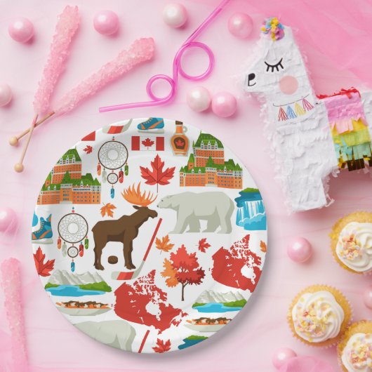 カナダモダンカラフルをテーマにした ペーパープレート (パーティー)