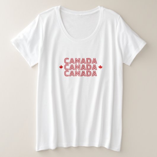 カナダモダン国旗の国のお土産 プラスサイズTシャツ (デザイン正面)