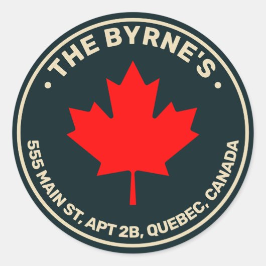 カナダレッドメープルリーフのアドレス ラウンドシール (正面)