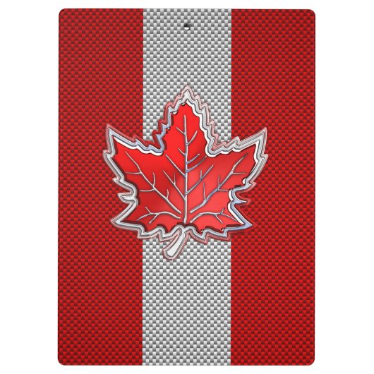カナダレッドメープルリーフオンカーボンファイバースタイル クリップボード (裏面)