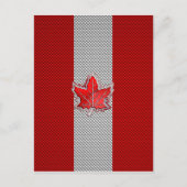 カナダレッドメープルリーフオンカーボンファイバースタイル ポストカード (正面)