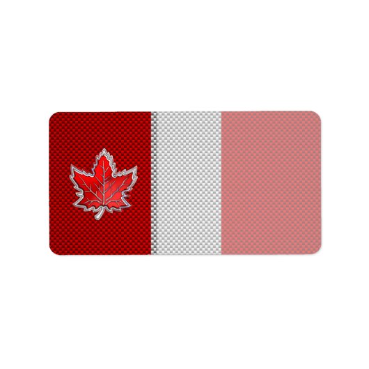 カナダレッドメープルリーフオンカーボンファイバープリント ラベル (正面)