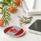 カナダレッドメープルリーフカーボンファイバーレトロスタイル キーホルダー (側面)