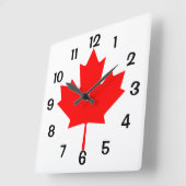 カナダレッドメープルリーフ スクエア壁時計 (傾斜)