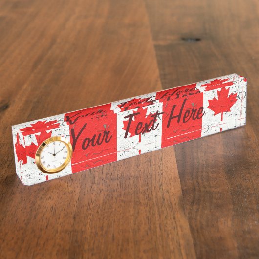 カナダレッドメープルリーフCANADAピーリング絵を描スタイル デスクネームプレート (側面)